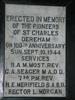 Erected in Memory of the pioneers of St. Charles Dereham