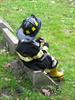 Kid dressed as firefighter