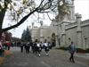 Veterans Day procession marching in front of Rosehill's historic gates